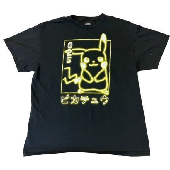 𝅺POKEMON Detective Pikachu Neon Logo‎ Japanese T-Shirt - Picture 1 of 2
